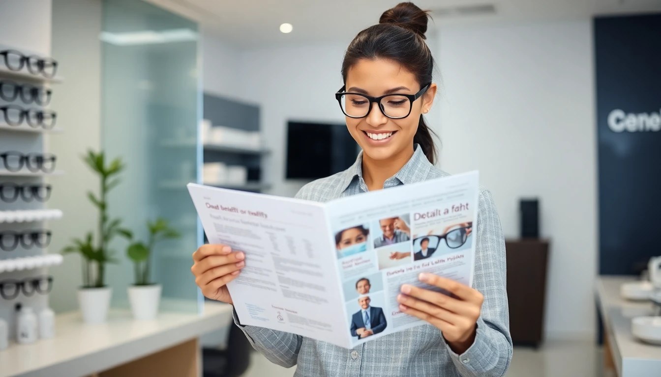 Employee reviewing dental and vision benefits options alongside ICHRA documentation